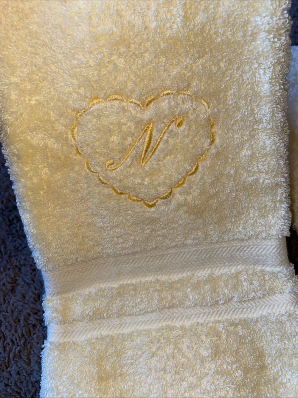 Ralph Lauren Vintage Hand Towel Washrag Set Yellow Monogrammed with 